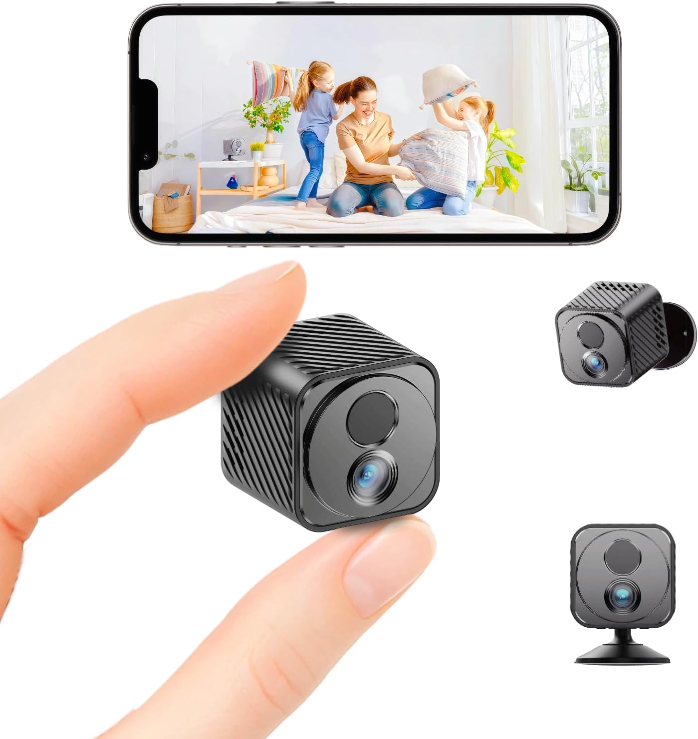 Minicámara mejorada con batería de 30 días de duración, cámara oculta inalámbrica 1080P HD con detección de movimiento por IA, visión nocturna automática, WiFi, monitor para mascotas, bebé y niñera.